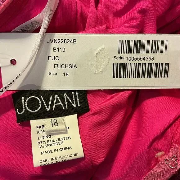 Jovani Sequined Backless Long Mermaid Evening Gown Fuchsia Pink Size 18 Dress - Picture 10 of 11